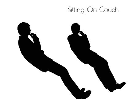 EPS 10 vector illustration of man in Sitting Pose On Couch pose on white background
