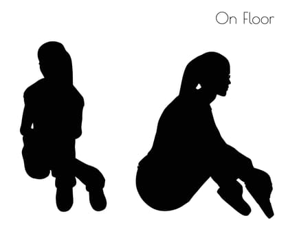 EPS 10 vector illustration of woman in Sitting On Floor pose on white background
