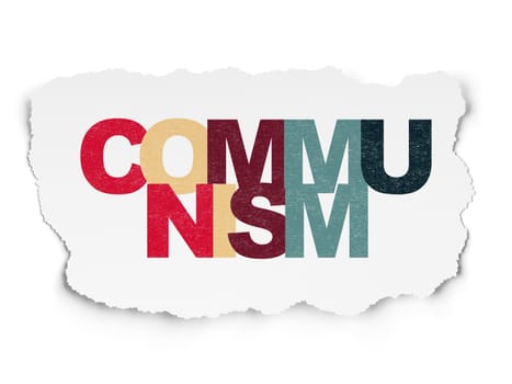 Politics concept: Communism on Torn Paper background