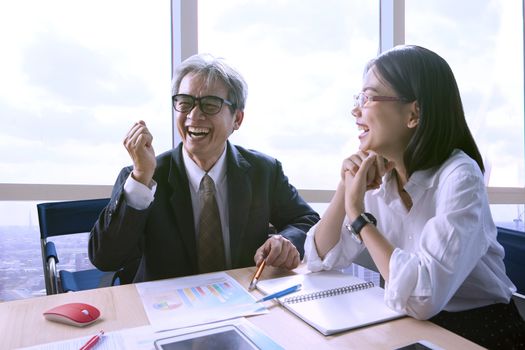 happiness working people in meeting room for successful and good