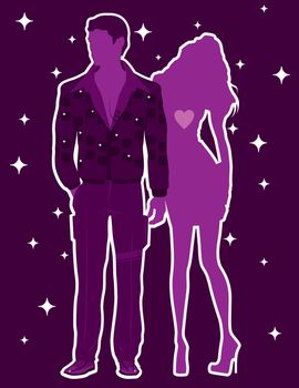 Couple date night vector illustration clip-art image