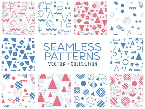 Geometric memphis seamless isolated patterns 