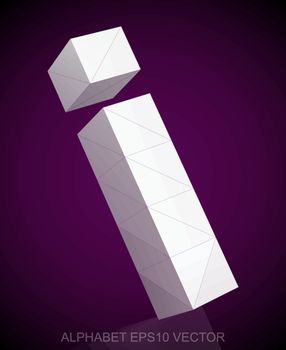 Abstract White 3D polygonal lowercase letter I with reflection. Low poly alphabet collection. EPS 10 vector illustration.
