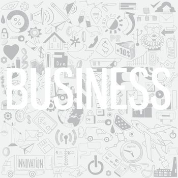 Decorative elements of the word business. Business doodles