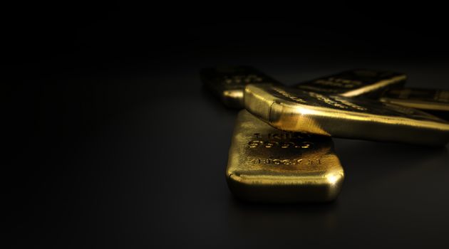 Commodities, Gold Bullion Bars Over Black
