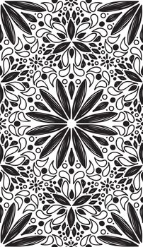 Abstract geometric seamless pattern with hand drow flowers