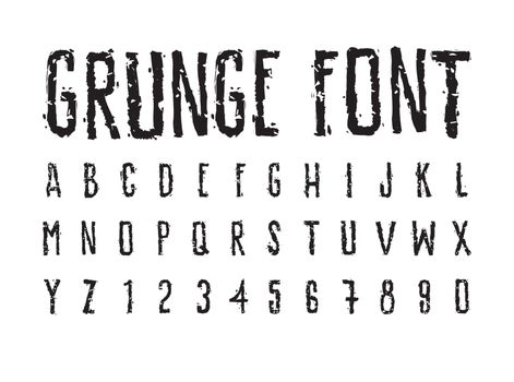 Decorative careless grunge font, bold letters