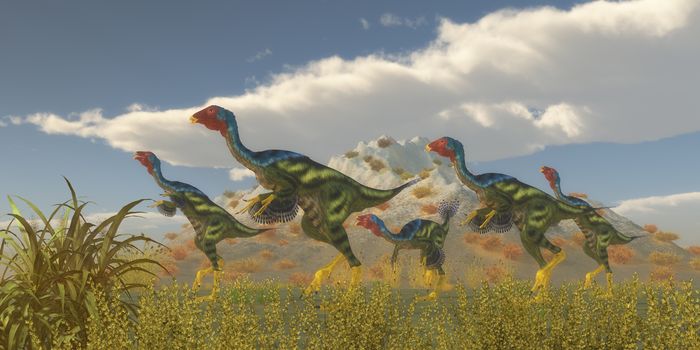 Caudipteryx Dinosaur Flock