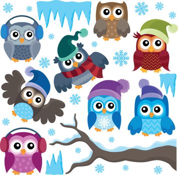 Winter owls thematic set 1