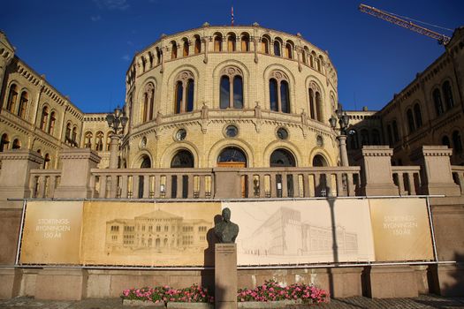 OSLO, NORWAY – AUGUST 17, 2016: Norwegian parliament designed 