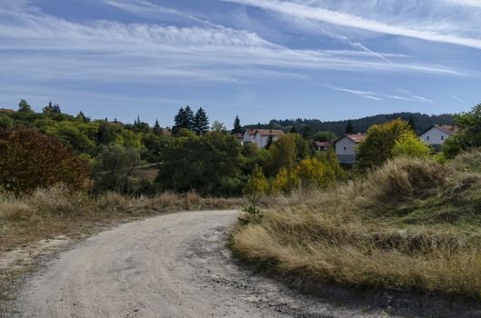 Panoramic view of autumn with villages Plana