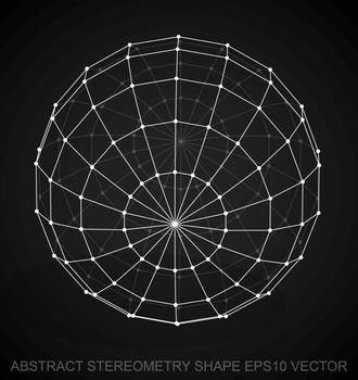 Abstract stereometry shape: White sketched Sphere. Hand drawn 3D polygonal Sphere. EPS 10, vector.
