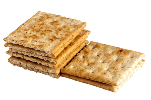 some whole wheat crackers on white background