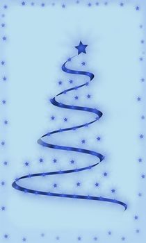 Abstract modern christmas tree and stars, christmas card