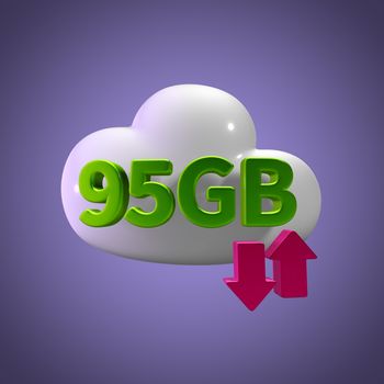 3D Rendering Cloud Data Upload Download illustration 95 GB Capac