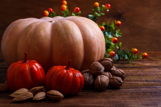 Big pumpkin and nuts