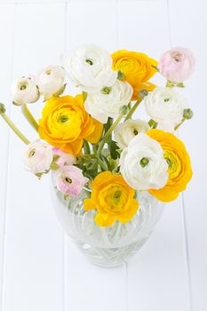Bouquet of yellow and white ranunculus