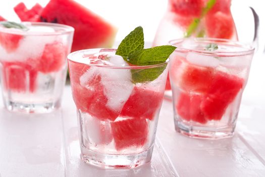 Refreshing water with watermelon