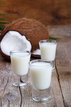 Glasses of coconut milk