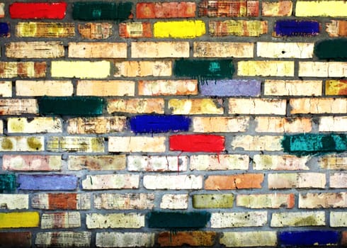 colored brick wall