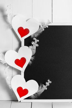 Blackboard and Valentine day cards