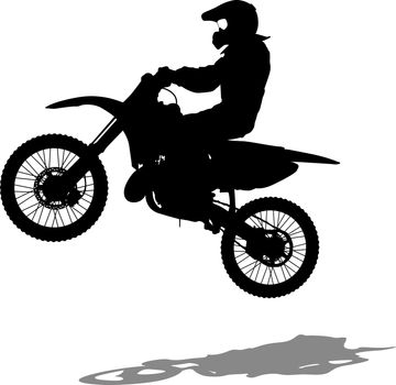 Silhouettes Rider participates motocross championship. Vector illustration