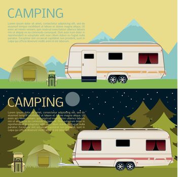 Set of camping banners