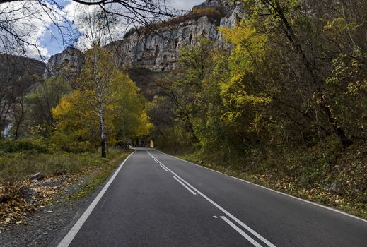 Road near by magnificent Lakatnik rocks in full height, Iskar river defile