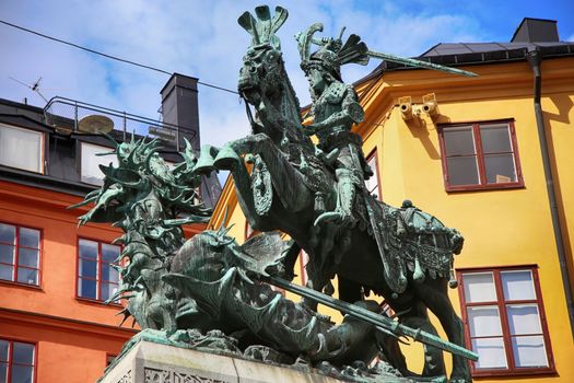Statue of Sankt Goran & the Dragon in Stockholm, Sweden