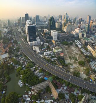 BANGKOK THAILAND - DECEMBER 11 : aerial view of skyscraper in he