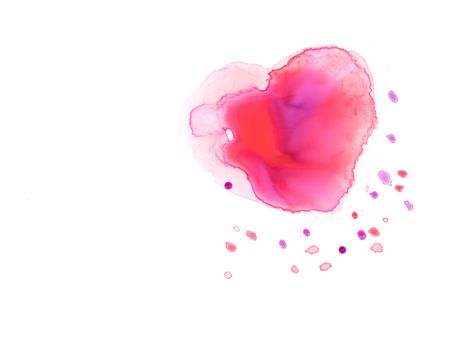 Watercolor Of Heart Shape On White 