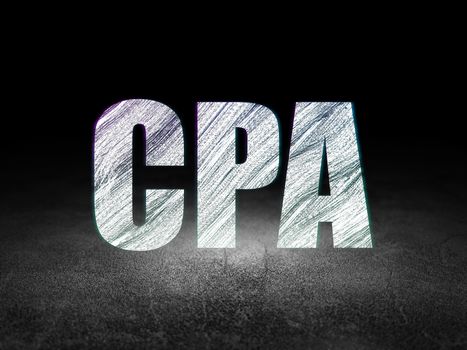 Business concept: CPA in grunge dark room