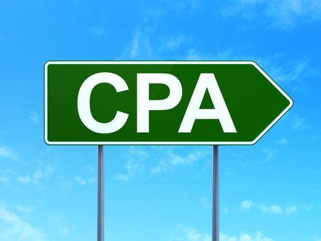 Finance concept: CPA on road sign background