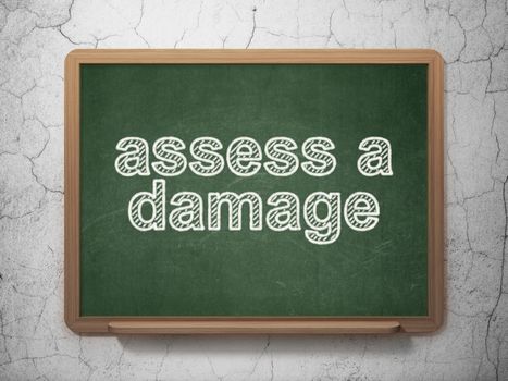 Insurance concept: Assess A Damage on chalkboard background