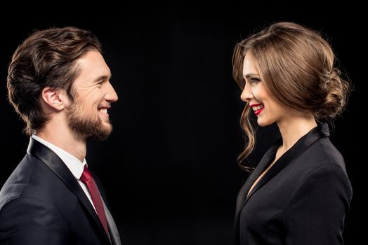 Laughing couple in formal wear