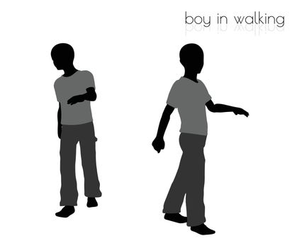 boy in walking pose on white background