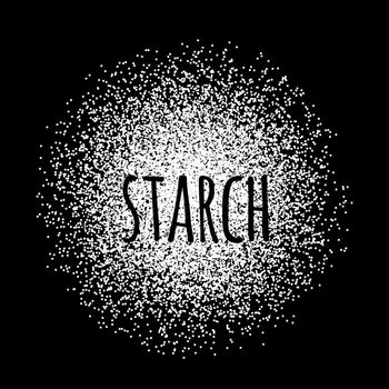 Starch in the form of white powder on a black background. Vector illustration