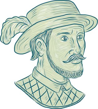 Juan Ponce de Leon Explorer Drawing