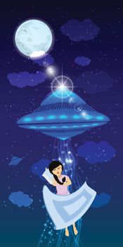 UFO abduction of a person asleep.
