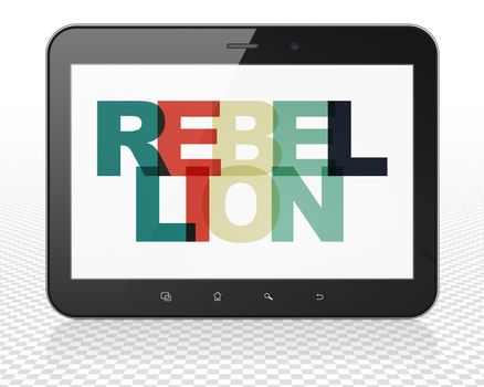 Politics concept: Tablet Pc Computer with Rebellion on  display