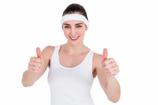 Female athlete showing thumbs up