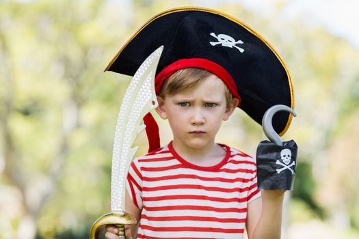 Boy pretending to be a pirate