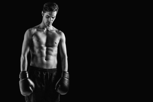 Composite image of boxer posing after failure