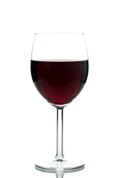 Red wine in a glass isolated