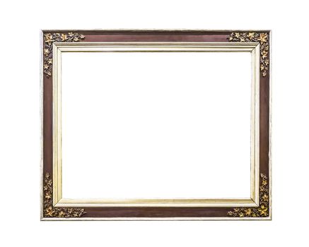 Antique golden wooden  frame isolated 