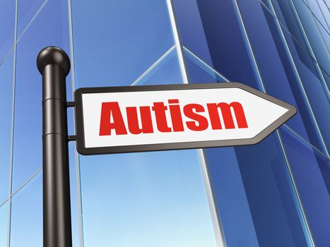 Medicine concept: sign Autism on Building background