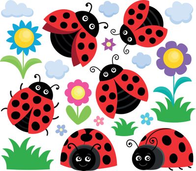 Stylized ladybugs theme set 1