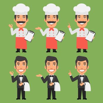 Chef and Waiter Shows and Indicates