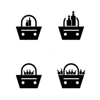 Shopping Bags Set with drink icon