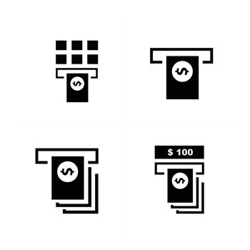 cash machine and stack of dollars icons